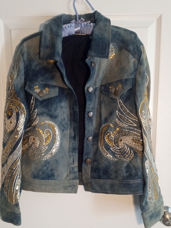 Chico's Jackets & Blazers - CHICO'S HEAVY SEQUINED DENIM JACKET